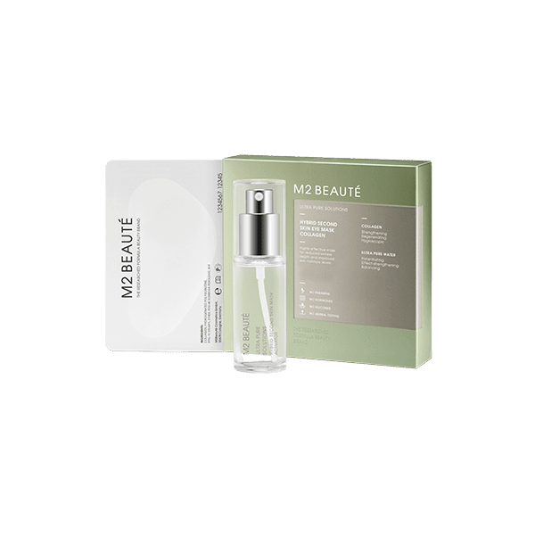 Augenmaske von M2 Beauté mit Glasflasche mit Activator Wasser